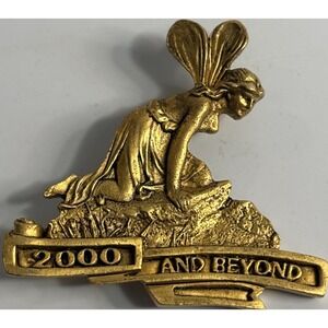 Fairy Brooch Pin Gold Tone Millenium 2000 and Beyond